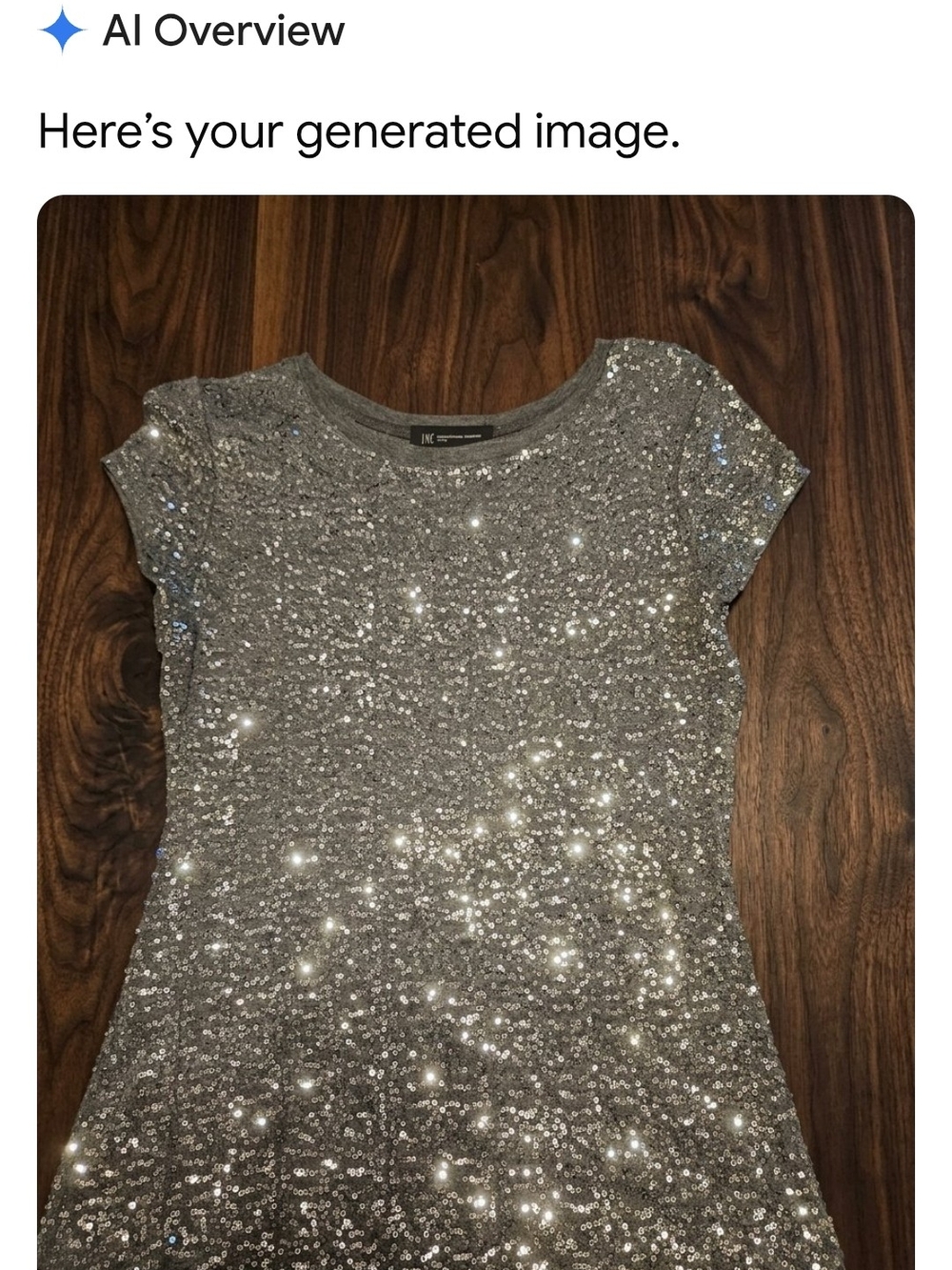 INC International Concepts Silver Sequin Short Sleeve Tee